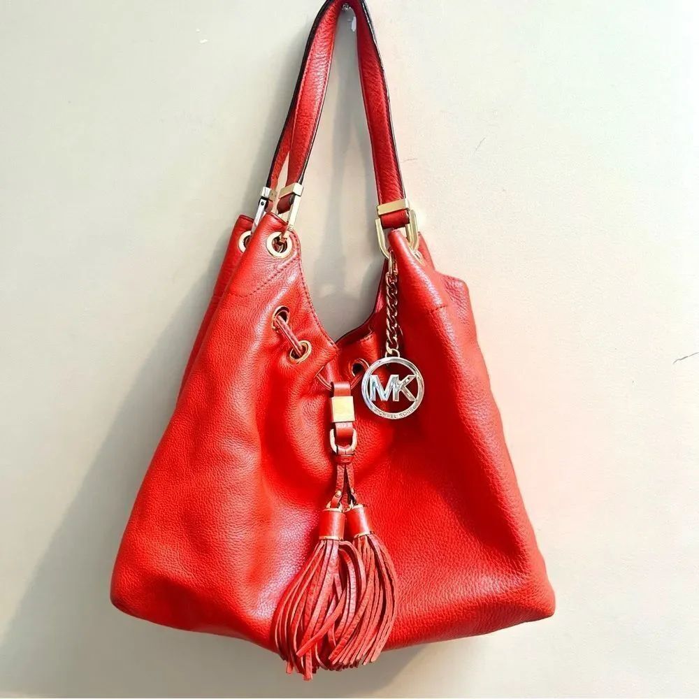 Michael Kors orange leather shoulder Bag